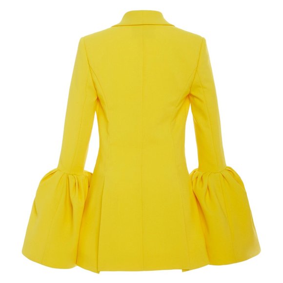 *SOLD* Prabal Gurung Tulip-sleeve Crepe Blazer In Yellow ss19 - Picture 2 of 11